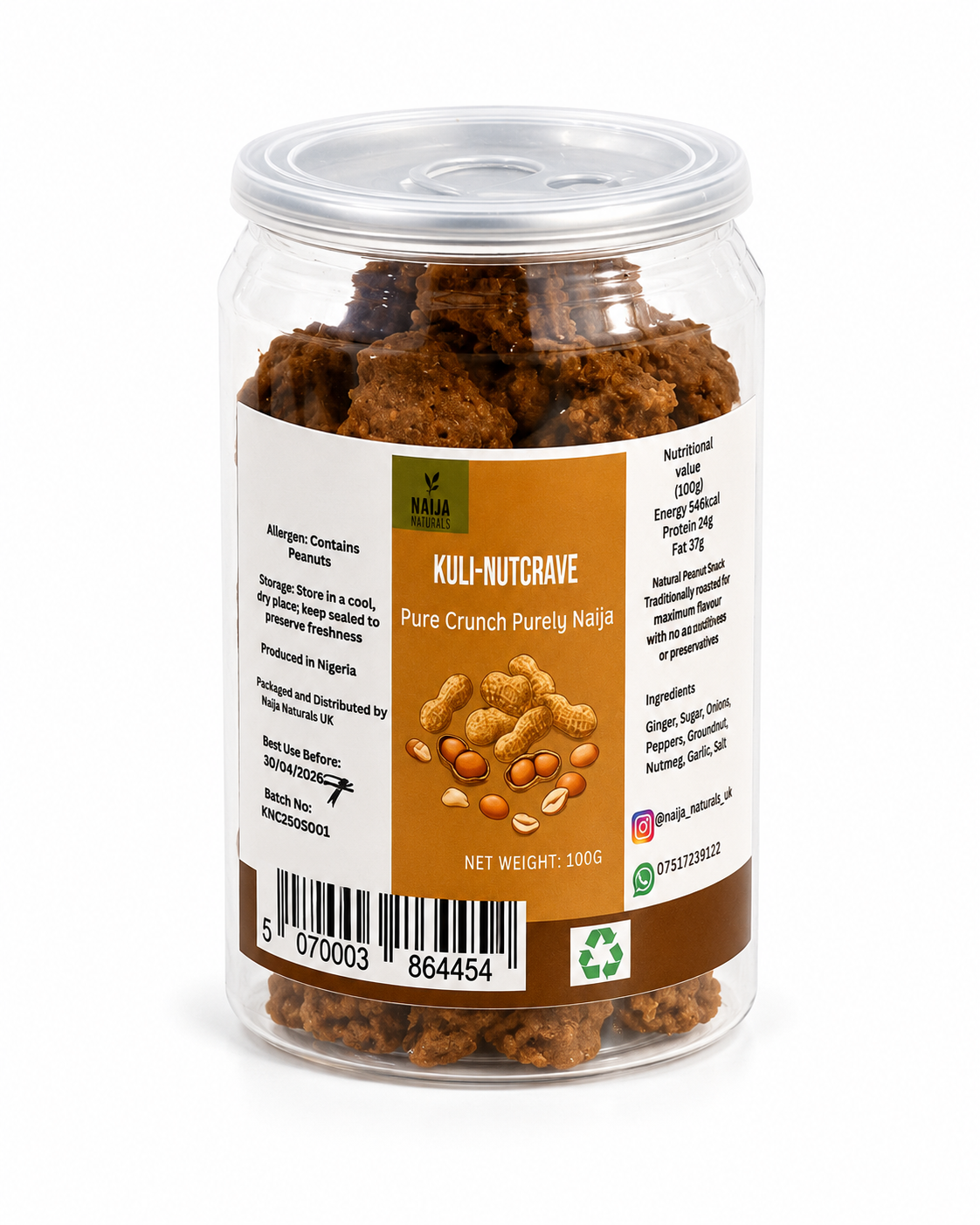 Individual 100g jar of Naija Naturals Kuli-NutCrave